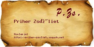 Priher Zsüliet névjegykártya